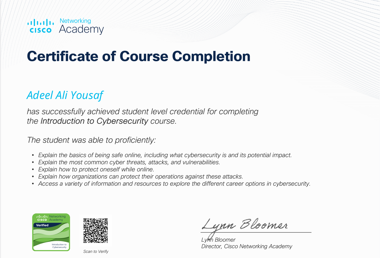 Introduction to Cybersecurity